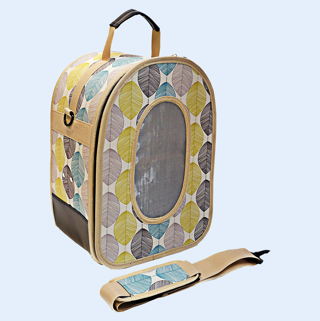 Leaf Print Soft-Sided Travel Carrier for Birds