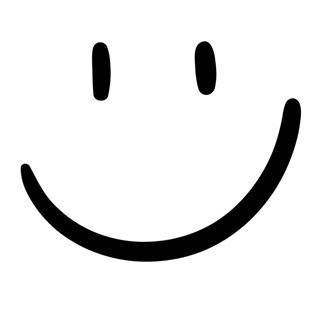 Black smiley face on a white background