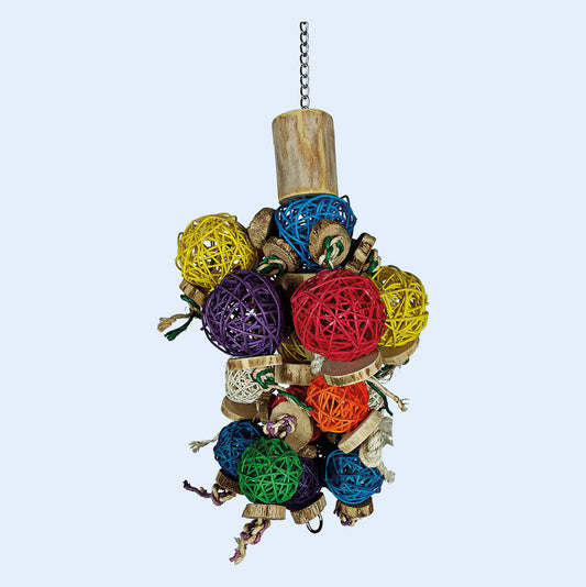Medium Ball Thing - Colorful Vine Ball Cluster bird toy from Squawk Shop, designed for chewing, foraging, and interactive play. Perfect for small to medium birds.
