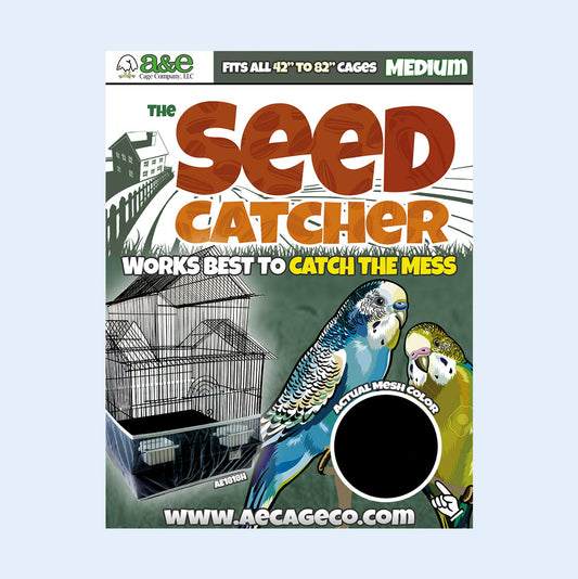Medium Seed Catcher from Squawk Shop – breathable mesh guard for cages 42" to 82", keeps bird seed & debris contained for a cleaner space.