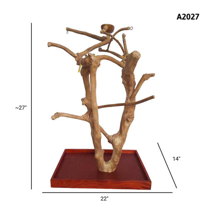 Natural java wood parrot tree table stand with unique climbing branches and sturdy base – Tree ID A2027