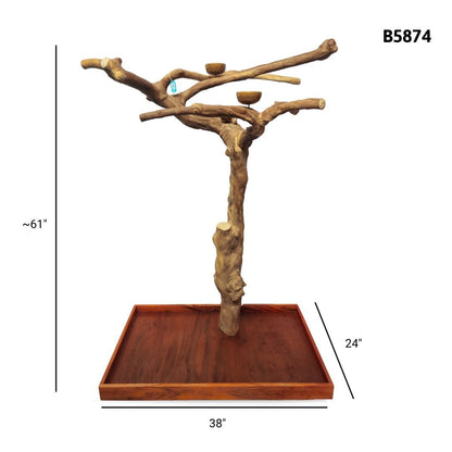 A&E B5874 large Java wood tree playstand dimensions and specifications