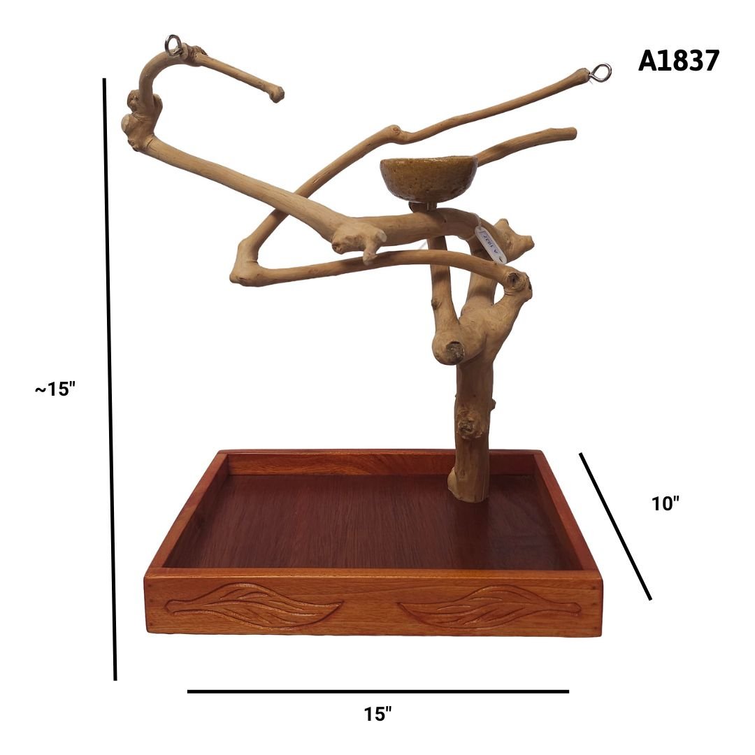 A&E A1837 Java wood tree table top playstand dimensions and specifications