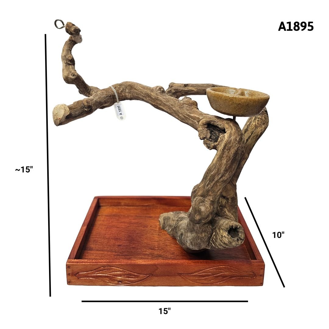 A&E A1895 Java wood tree table top playstand dimensions and specifications