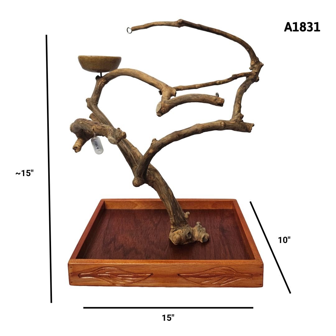 A&E A1831 Java wood tree table top playstand dimensions and specifications