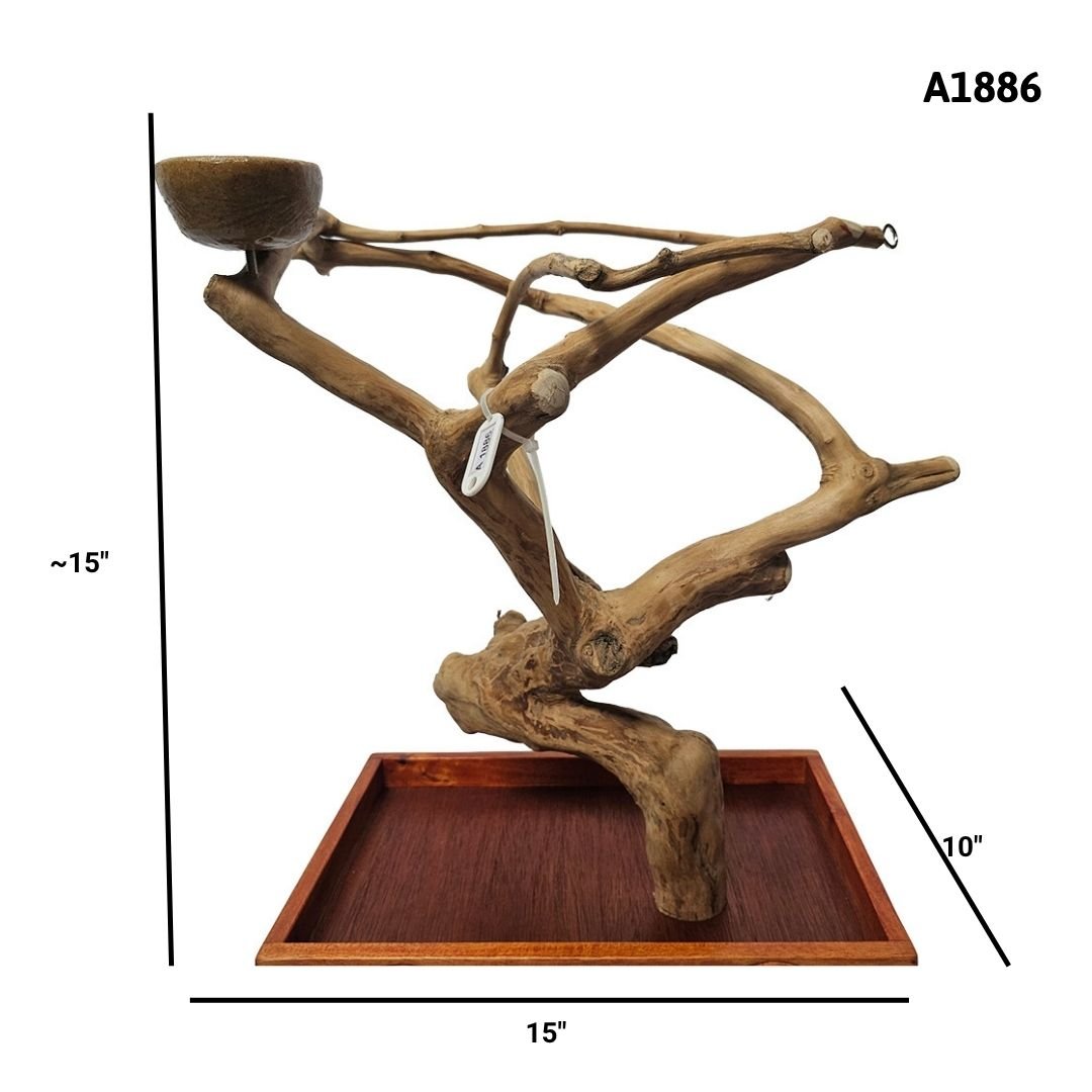 A&E A1886 Java wood tree table top playstand dimensions and specifications