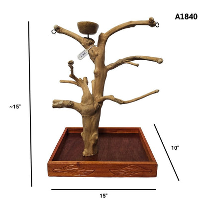 A&E A1840 Java wood tree table top playstand dimensions and specifications