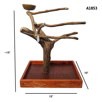 A&E A1853 Java wood tree table top playstand dimensions and specifications