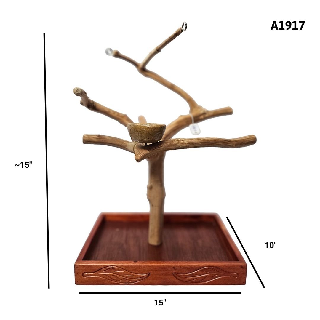 A&E A1917 Java wood tree table top playstand dimensions and specifications